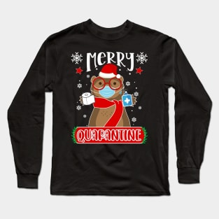 Merry Quarantine Christmas 2020 Otter with Mask Long Sleeve T-Shirt